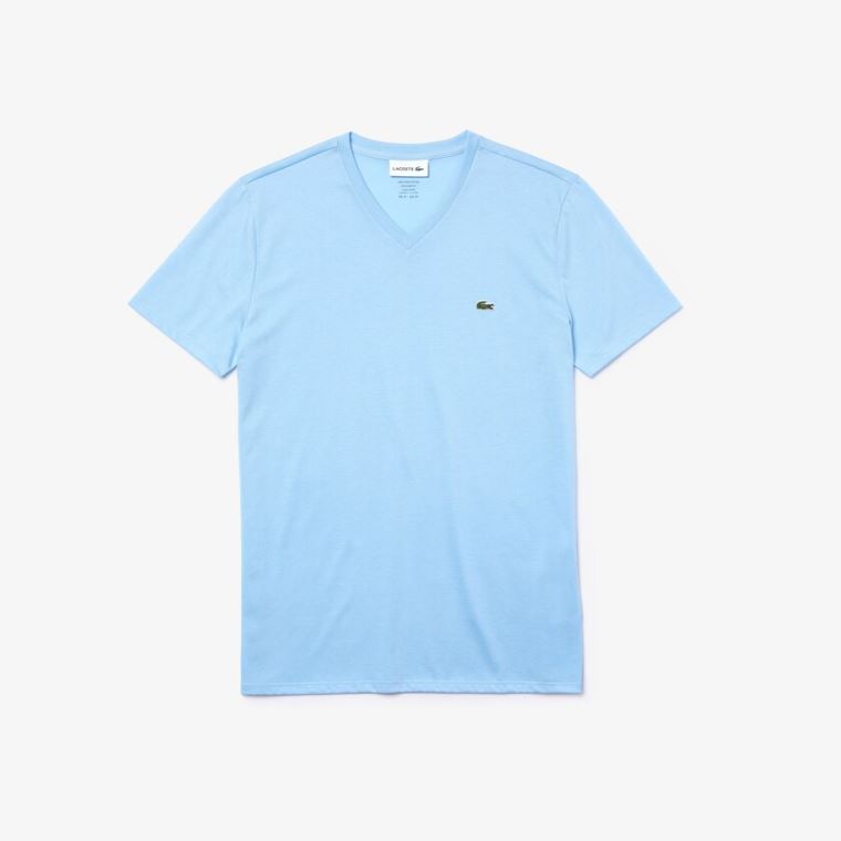 Lacoste V-neck Pima Bavlněné Jersey T-shirt Blankyt | IZQSikTc