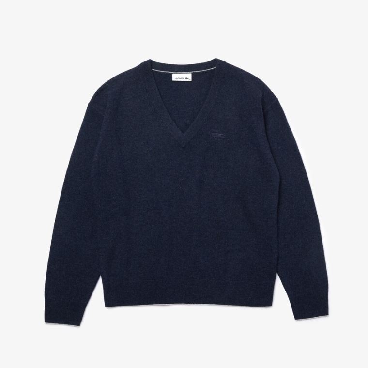 Lacoste V-neck Wool Svetrové Blankyt | x83JrROe