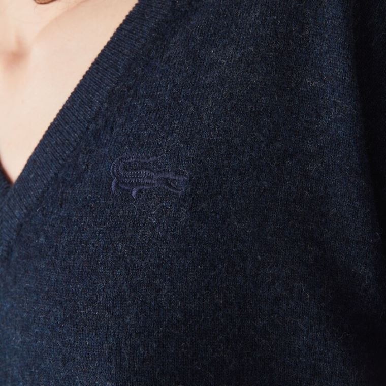 Lacoste V-neck Wool Svetrové Blankyt | x83JrROe