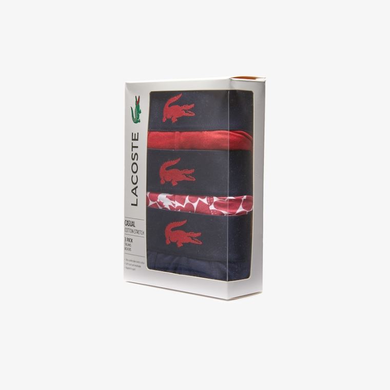 Lacoste Valentine's Day Stretch Bavlněné Trunk 3-Pack Červené Tmavě Blankyt Blankyt Bílé | DuP3jHK7