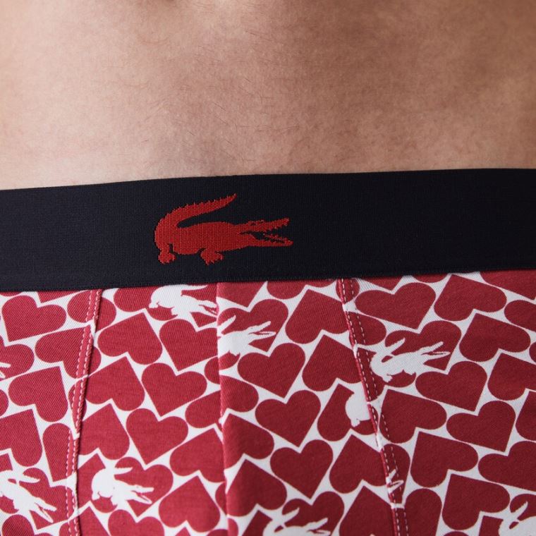 Lacoste Valentine's Day Stretch Bavlněné Trunk 3-Pack Červené Tmavě Blankyt Blankyt Bílé | DuP3jHK7