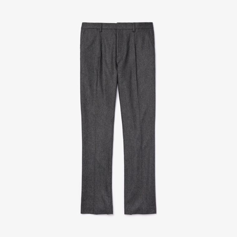 Lacoste Virgin Wool And Cashmere Blend Pleated Chino Pants Šedé Šedé | FUxkgW6u