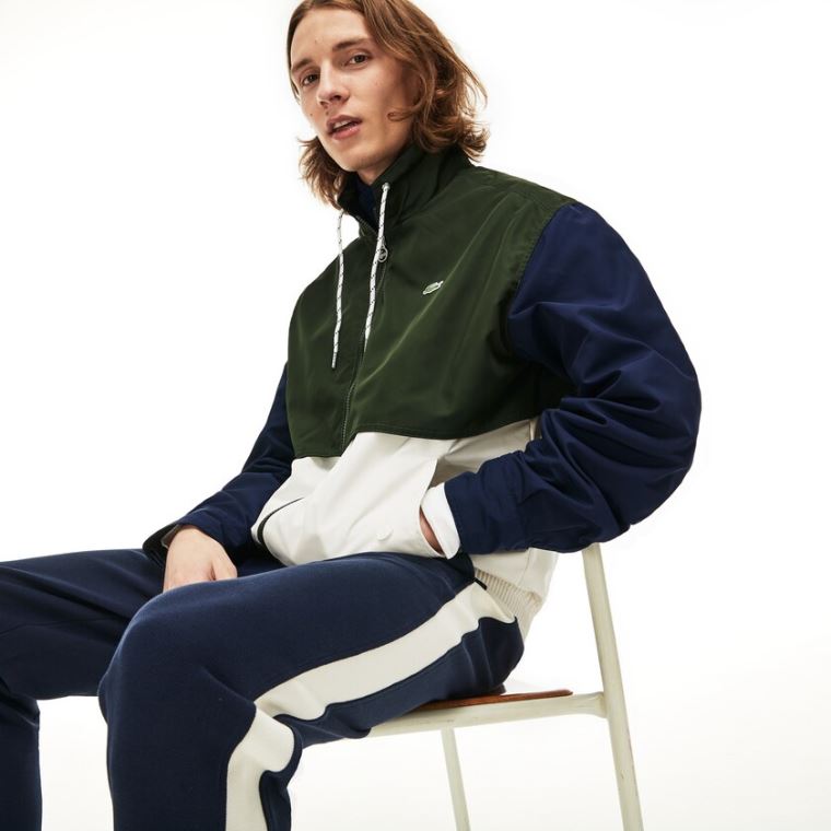 Lacoste Vody-Resistant Full-Zip Jacket Bílé Hnědožlutý Zelene Tmavě Blankyt Blankyt | ay58rftp