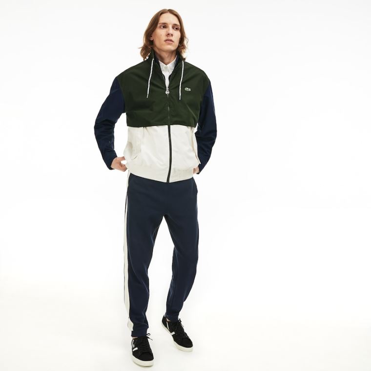 Lacoste Vody-Resistant Full-Zip Jacket Bílé Hnědožlutý Zelene Tmavě Blankyt Blankyt | ay58rftp