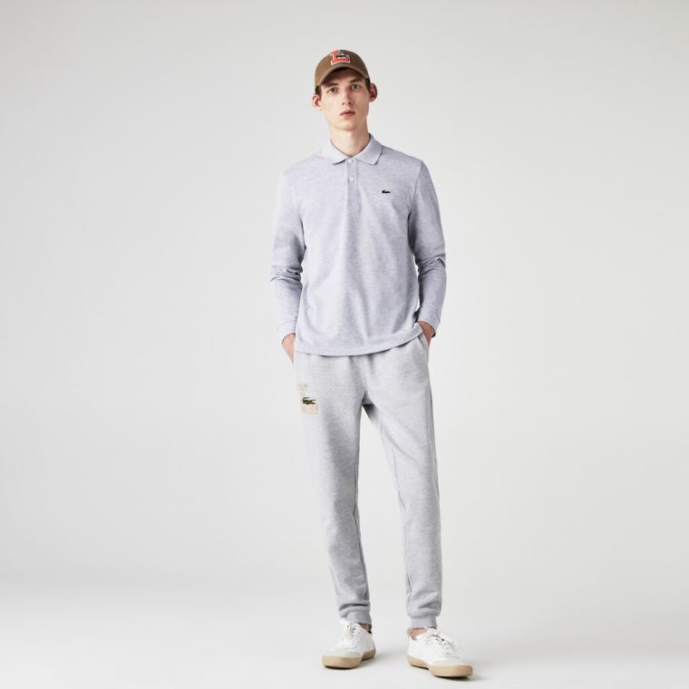 Lacoste classic fit long-sleeve Polo Shirt in marl petit piqué Šedé | ih1jpXzU