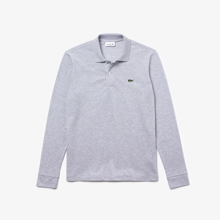 Lacoste classic fit long-sleeve Polo Shirt in marl petit piqué Šedé | ih1jpXzU