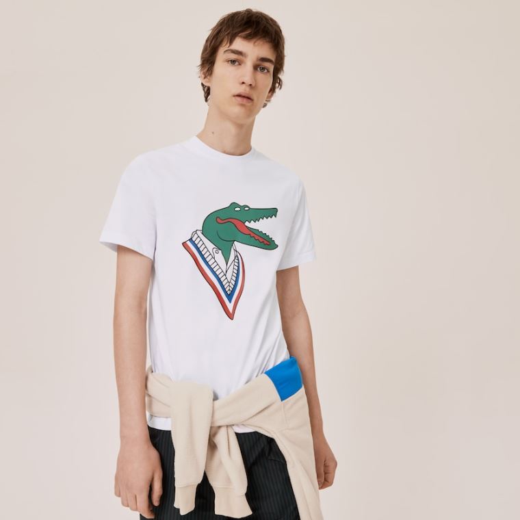 Lacoste x Jean-Michel Tixier Graphic T-shirt Bílé Červené | XryCVzcA