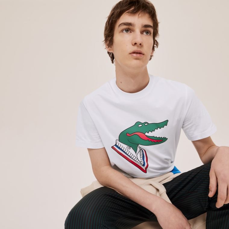 Lacoste x Jean-Michel Tixier Graphic T-shirt Bílé Červené | XryCVzcA