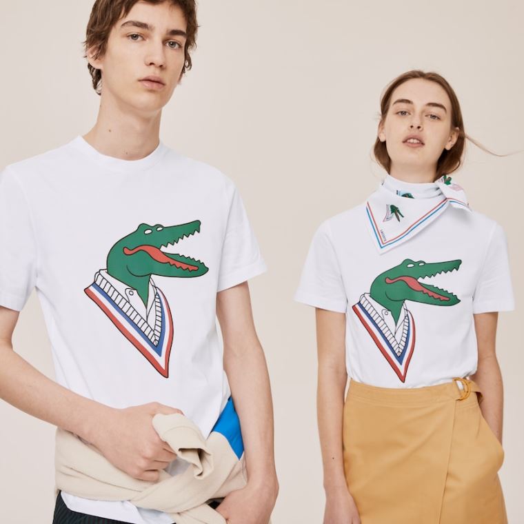 Lacoste x Jean-Michel Tixier Graphic T-shirt Bílé Červené | XryCVzcA