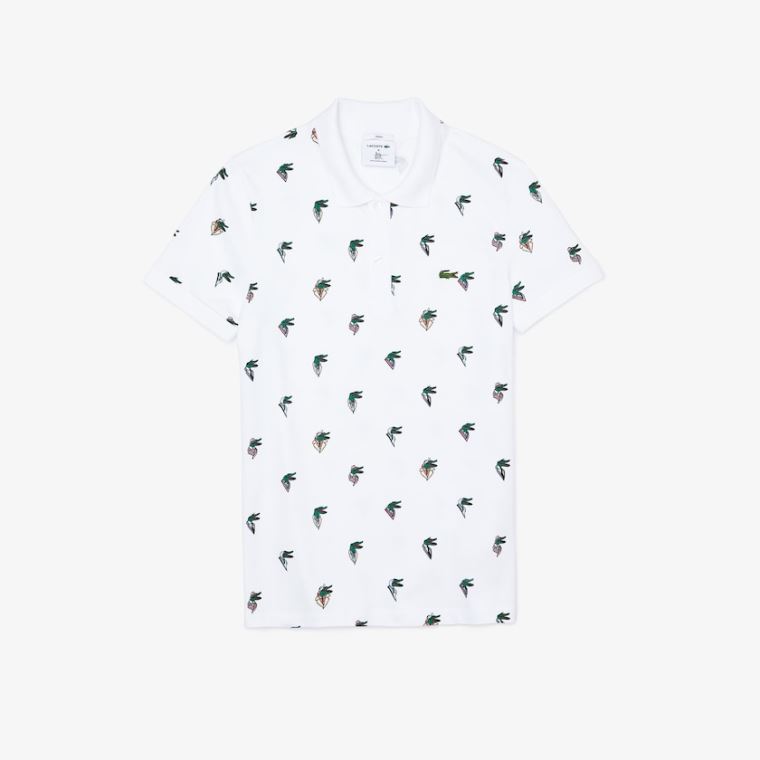 Lacoste x Jean-Michel Tixier Print Regular Fit Polo Shirt Bílé | qYHbEDEW