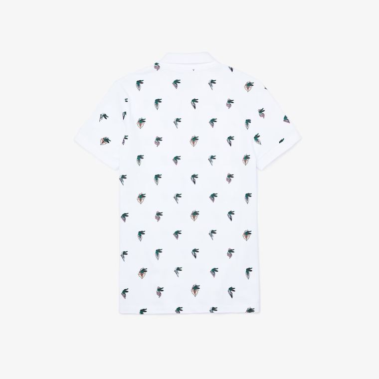 Lacoste x Jean-Michel Tixier Print Regular Fit Polo Shirt Bílé | qYHbEDEW