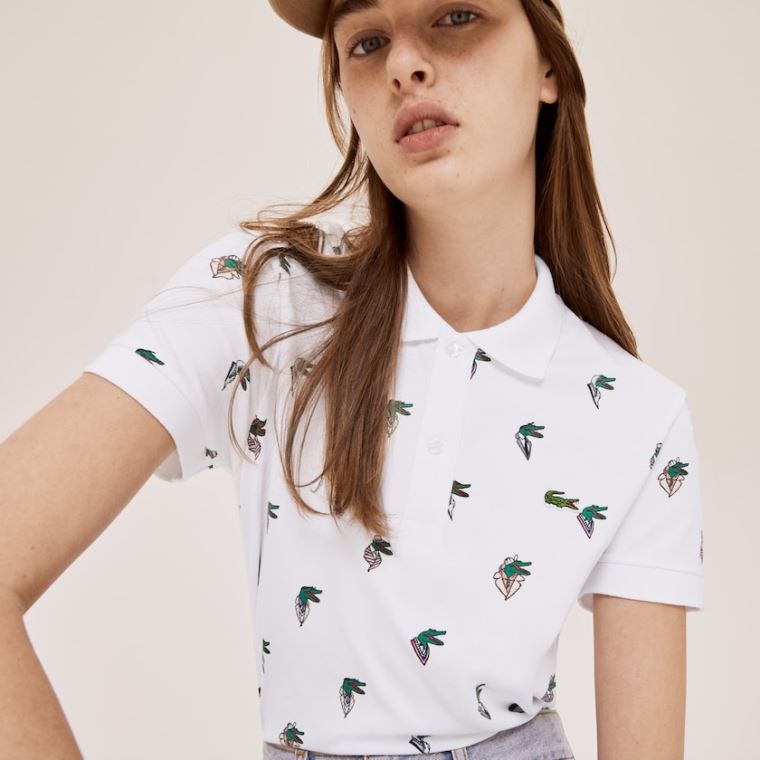 Lacoste x Jean-Michel Tixier Print Regular Fit Polo Shirt Bílé | qYHbEDEW