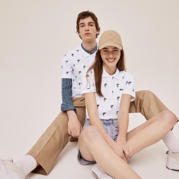 Lacoste x Jean-Michel Tixier Print Regular Fit Polo Shirt Bílé | qYHbEDEW