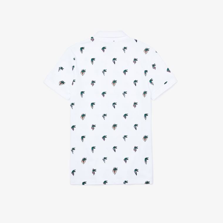 Lacoste x Jean-Michel Tixier Print Regular Fit Polo Shirt Bílé Žluté | s1ziGr2A