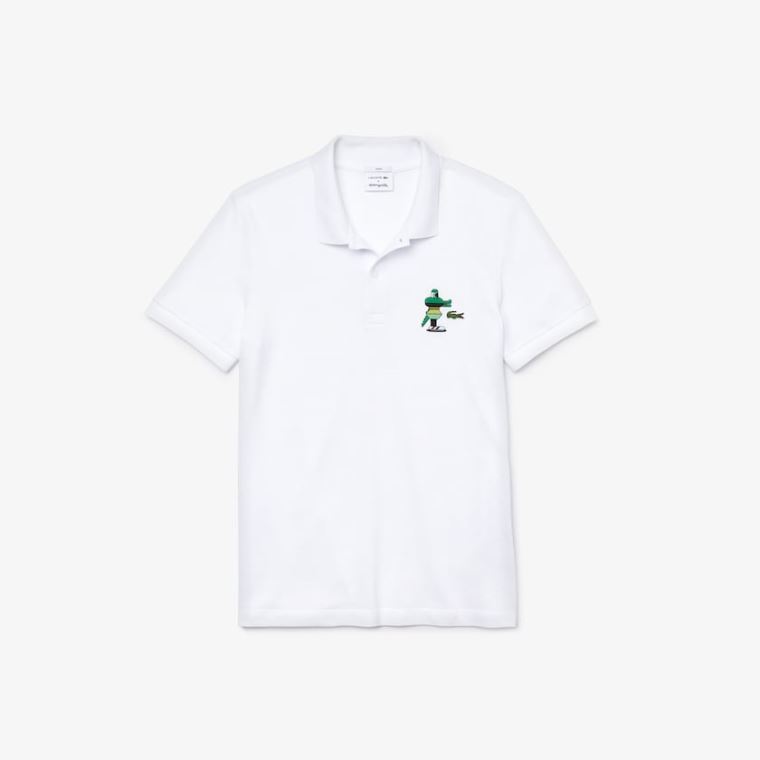 Lacoste x Jeremyville Design Classic Fit Polo Shirt Bílé | 4gpSTtkM