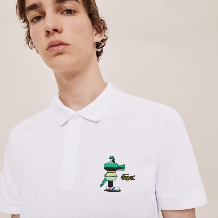 Lacoste x Jeremyville Design Classic Fit Polo Shirt Bílé | 4gpSTtkM