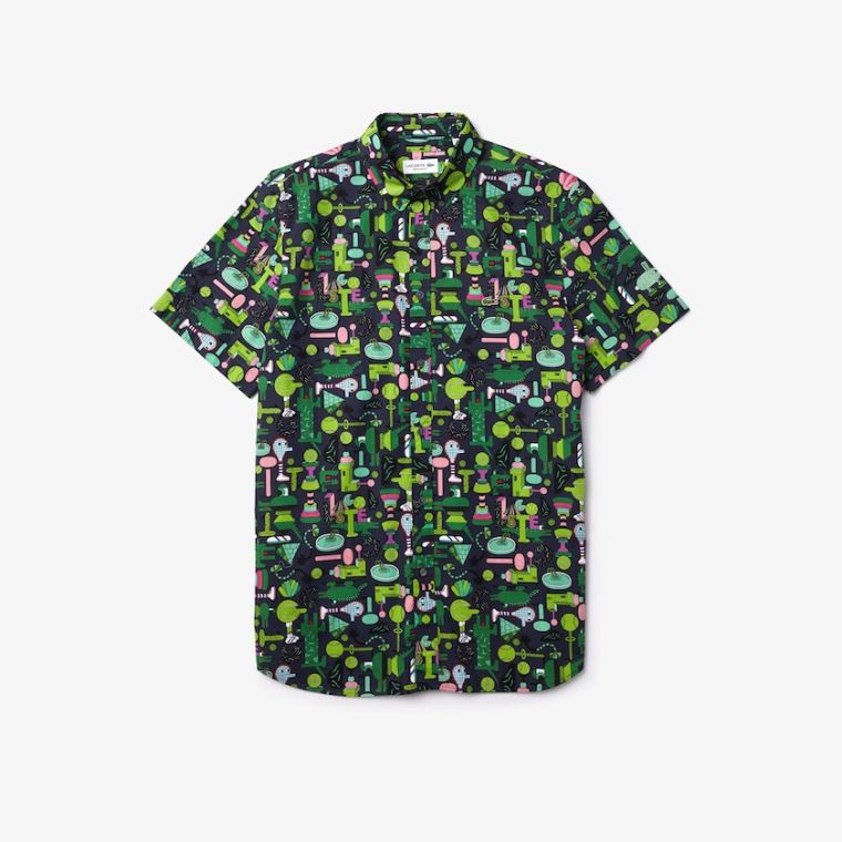 Lacoste x Jeremyville Regular Fit Bavlněné Shirt Tmavě Blankyt Blankyt Bílé | QCjaiyQL