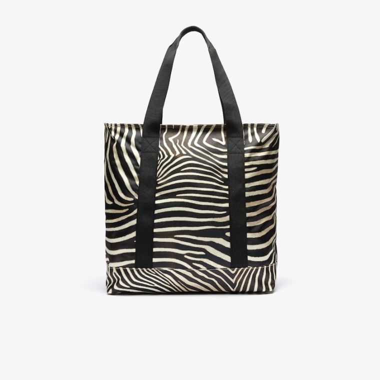 Lacoste x National Geographic Animal Print Shopper Bílé Černé | 7QFOHcta