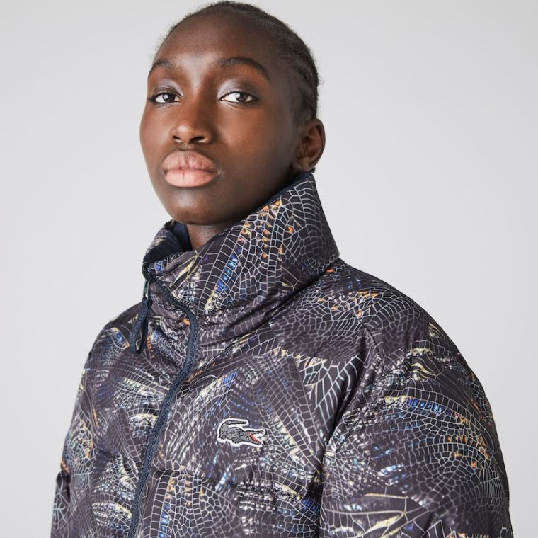 Lacoste x National Geographic Print Quilted Jacket Bílé Tmavě Blankyt Blankyt | 0iylDbp3