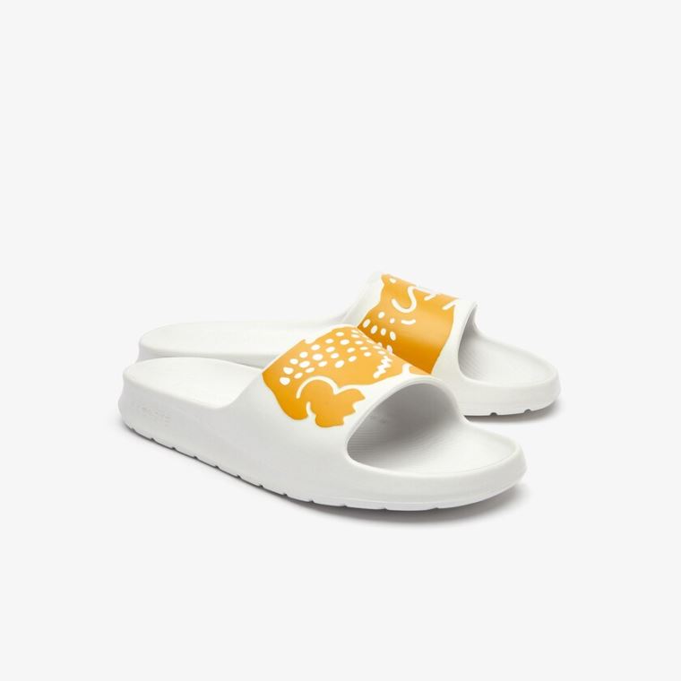 Lacoste x Ricky Regal Syntetická Crocodile Slides Bílé Žluté | CV8s5bWW