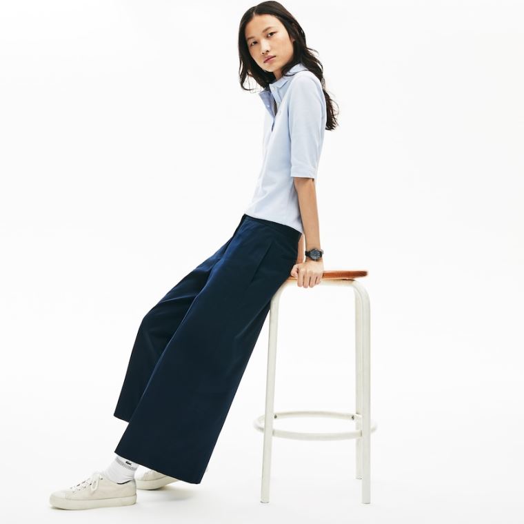 Lacoste Široké Cropped Bavlněné Pants Tmavě Blankyt Blankyt | jGBDBdZa